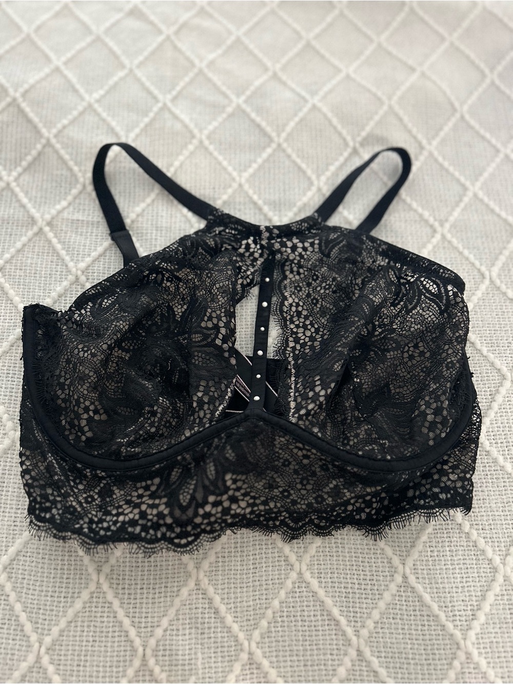 Victoria's Secret Black Lace Bralette with Strappy Center